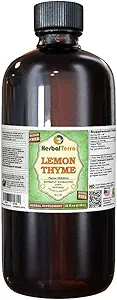 Thym citron (Thymus x Citriodorus) Glycérite, extrait liquide sec biologique sans alcool (marque: HerbalTerra, fièrement fabriqué aux États-Unis) 32 fl.oz (0.95 l)