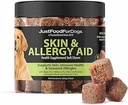 JustFoodForDogs Skin & Allergie Care Soft Chews Supplement voor honden, seizoensallergieën, jeukende huidrelief, ontsteking, immuunondersteuning - 45 Tellen