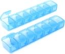 2 Packs Small Weekly Pill Organizer,Pocket Daily Pill Case Pill Box voor pillen/Vitamine/Visolie/Supplements (Blauw)