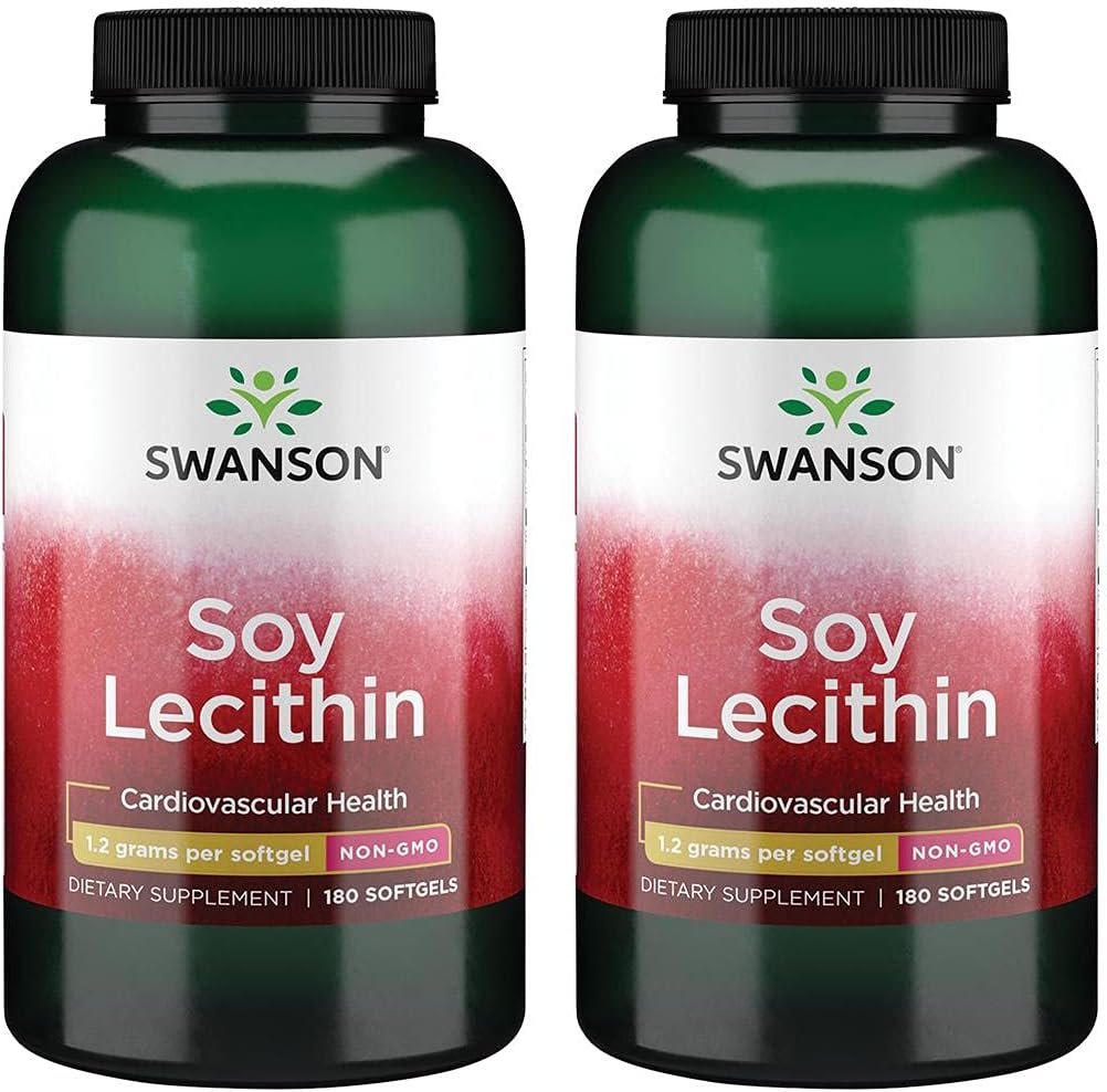 Swanson Premium Merk Soy Lecithin Non-GMO 1.2 g 180 Sgels 2 Pack