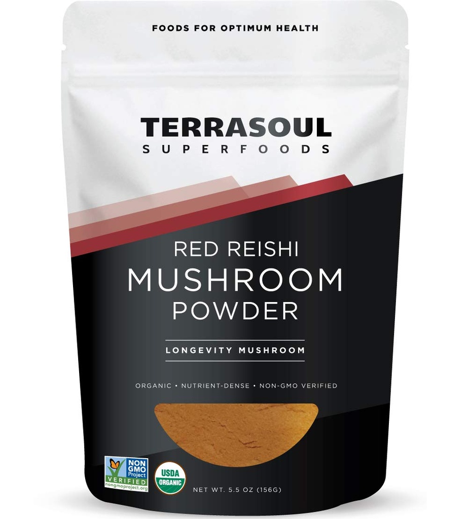 Terrasoul Superfoods Biologische Reishi Mushroom Poeder (4:1 Extract), 5.5 Oz, Immune Ondersteuning, Stress Relief, Betere Slaap, Omarm De kracht van Adaptogene Paddenstoelen