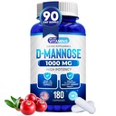 Nous aimons les vitamines D-Mannose 1000mg Capsules - 180 Capsules Veggie faciles à avaler - Supplément de mannose de canneberge D aide à soutenir la santé de la vésicule et du trac urinaire