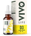 Vivo Life - Vitamine D3 K2, 50ml Liquid Complex Drops, 2000iu van D3, Vegan Health Supplement voor mannen en vrouwen, 100 porties