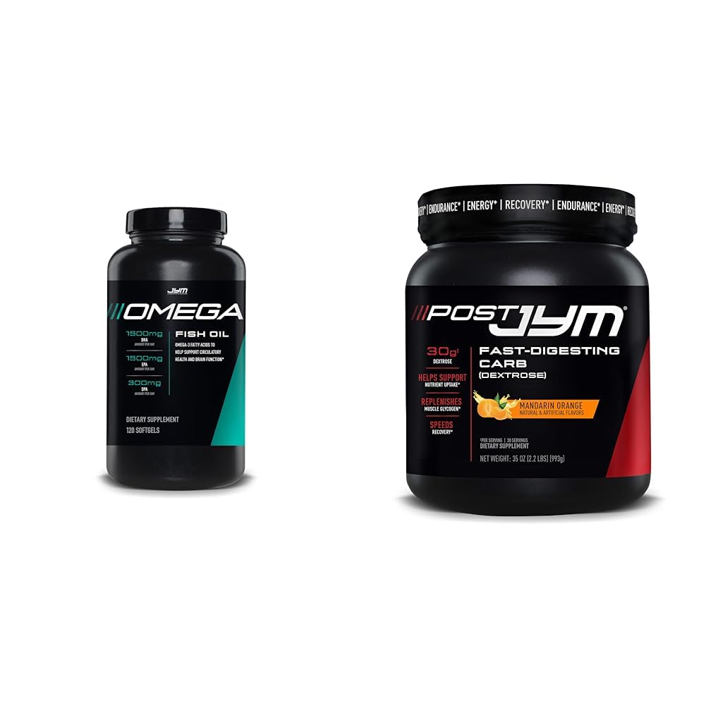 Omega JYM Visolie 2800mg & Post JYM Snelle Carbs voor Spiergroei & Herstel