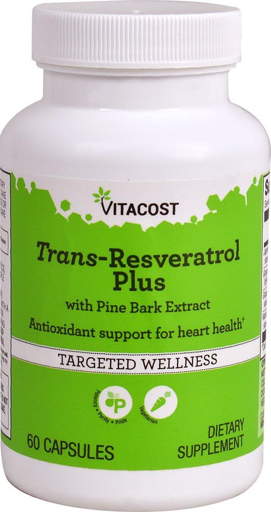 Vitacost Trans-Resveratrol Plus -- 60 capsules végétariennes