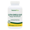 Natures Plus Ultra Omega 3 6 9-1200 mg, 120 Softgels - Borage Oil, Visolie, Vlasolie Supplement - Glutenvrij - 120 porties