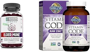 ZHOU Nutrition Gommies d'anciennes baies avec jardin de vie Zinc pour la santé immunitaire, antioxydant, 60 Gommies et 30mg Zinc