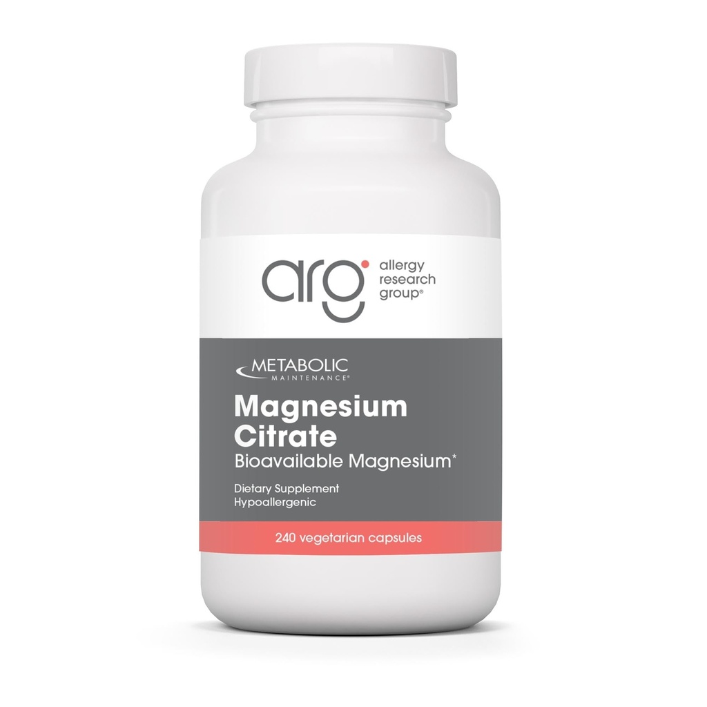 Metabolische Onderhoud Magnesium Citroen Capsules - Magnesium Supplement voor Kalmte, Slaap, Spier & GI Ondersteuning - met Vitamine C (240 Capsules)