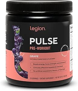 LEGION- Alle natuurlijke stikstofoxide Voorbehandeling Drink om energie te stimuleren, Creatine Free, natuurlijk zoet, Beta Alanine, Citrulline, Alpha GPC (Grape)