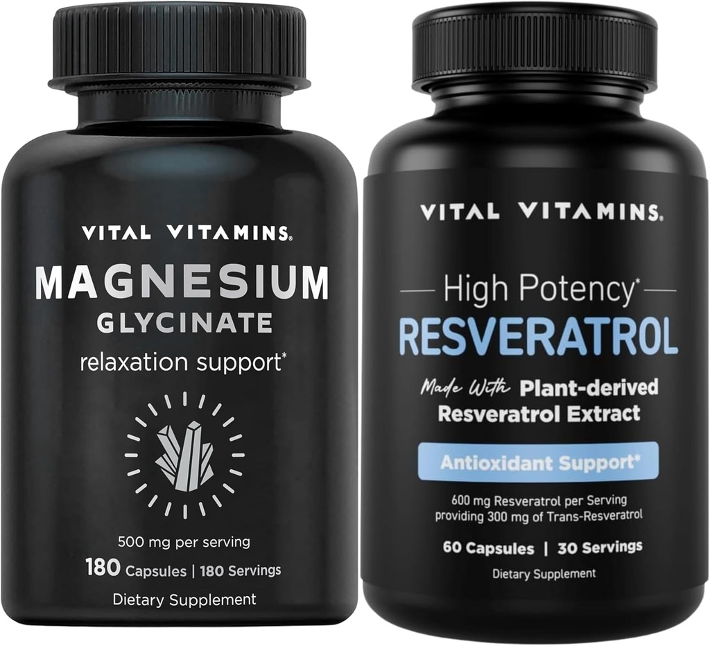 Vitale vitamines Magnesium Glycinate Capsules + Resveratrol Capsules