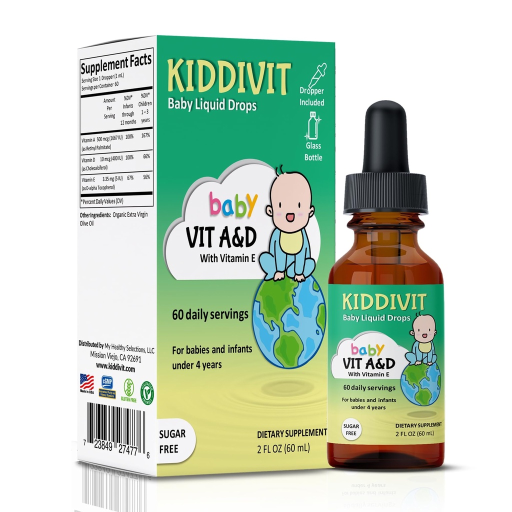 Kiddivit Baby Vitamine A&D Liquid Drops met vitamine E 