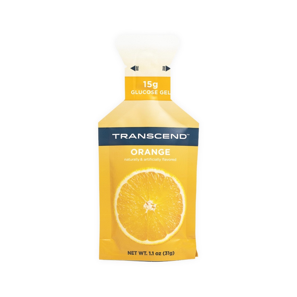 Transcend Foods Orange Gel (1.1 oz, Pack of 10) Fast-Acting Carb Gel Orange Flavor – Caffeine Free, Gluten Free