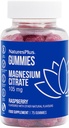 NaturesPlus Gummies Magnesium Citrate - 75 Gummies, Raspberry - Helps Calm The Mind & Body, Supports Bone Density - Vegetarian, Gluten Free, Non-GMO - 25 Servings