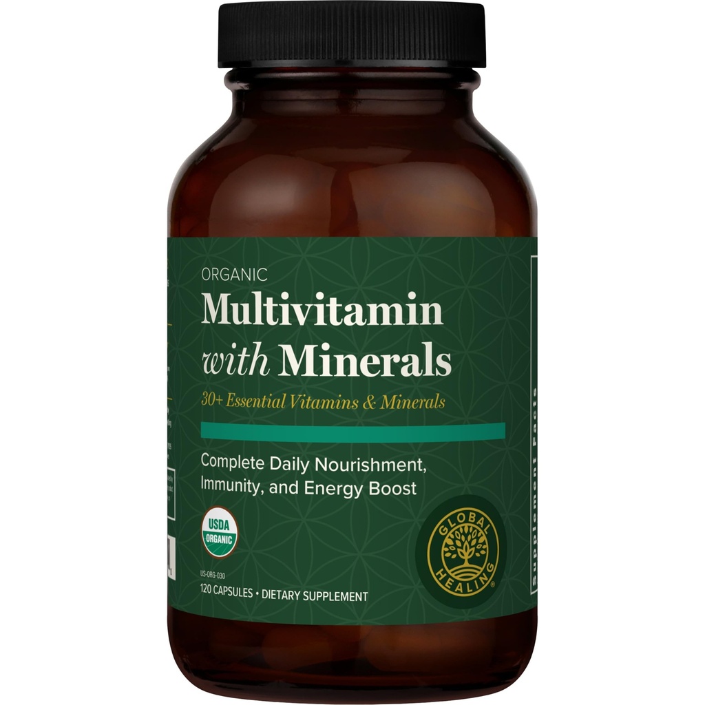 Global Healing Center - USDA Organic Multivitamine for Women & Men - Vitamins Include A, C, D, & More for Your General Health & Wellness Needs - Complete Daily Multi Vitamin Nurishment (120 Capsules)