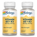 SOLARAY Vitamine D3 + K2, D & K Vitaminen voor Calcium Absorptie en Ondersteuning voor Gezond Cardiovasculair Systeem & Arteries, Non-GMO & No Soy
