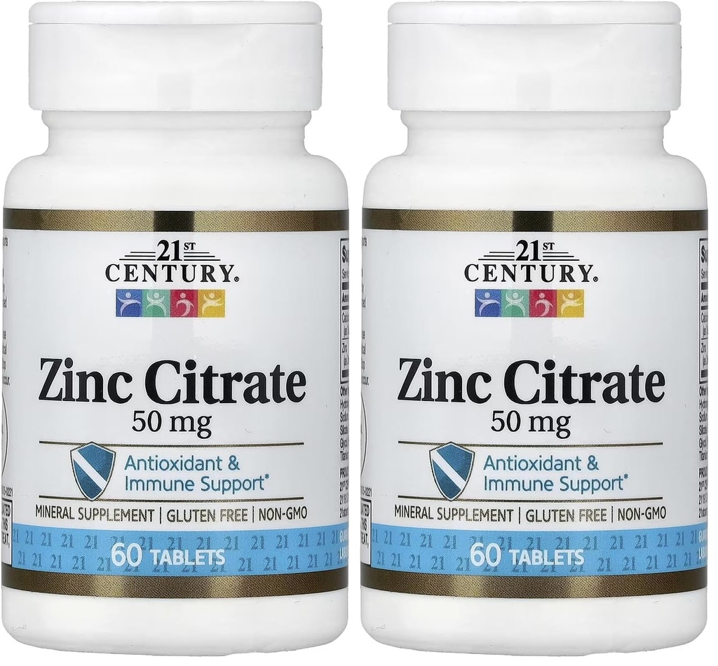21st Century Healthcare Zink Citroen tabletten 50mg, 60 Telling (verpakking van 2)