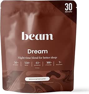 Beam Dream Sleep Powder, L-Theanine, Apigenin, Reishi et Magnésium, troisième partie testé aide au sommeil naturel et supplément de sommeil pour le sommeil profond, relaxation et récupération, soutien de sommeil naturel, 30 portions