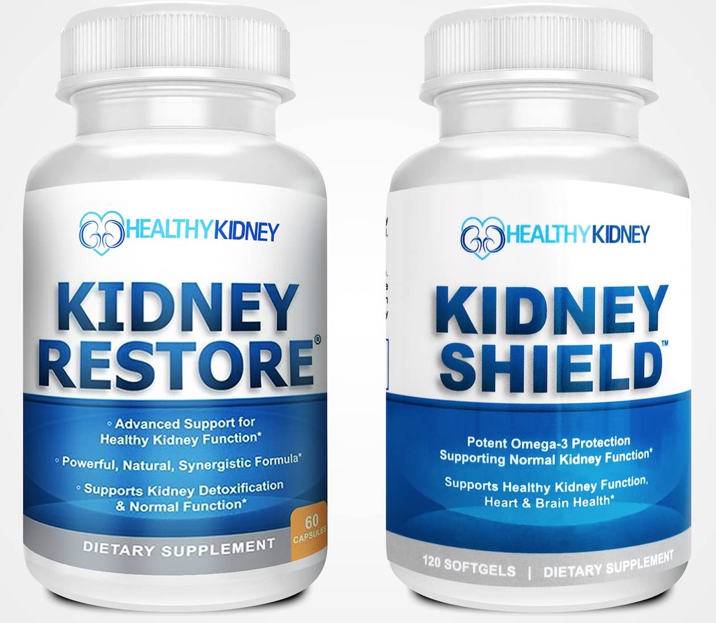 Kidney Restore & Kidney Shield 2-Pack Bundle for Kidney Cleanse, Support Kidney Function, Renal Health and More