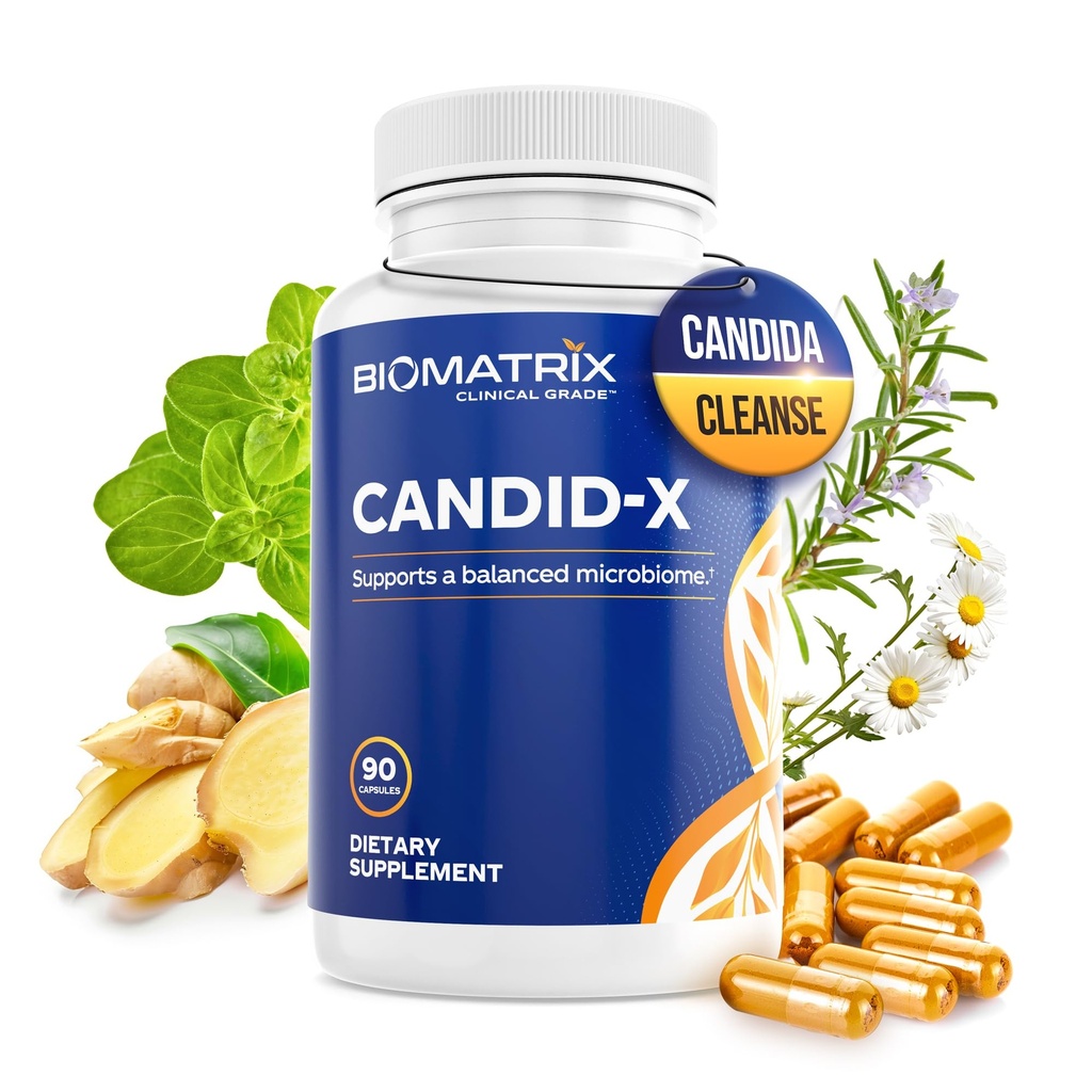 BioMatrix Candid-X Gut Cleanse met Berberine, Oregano, Natriumcaprylaat, Kamille, Gember, PAU D'arco, Digestief supplement voor mannen en vrouwen 90 capsules
