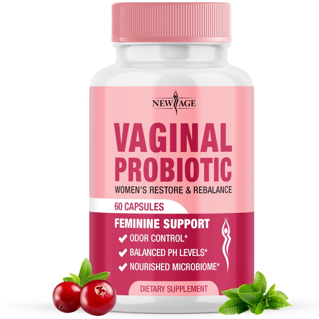 NOUVEAUX Probiotiques vaginaux AGE pour les femmes avec prébiotiques, extrait de canneberge, et un mélange probiotique Lactobacillus, soutient l'équilibre du pH sain, contrôle de l'odeur, flore vaginale - 60 capsules