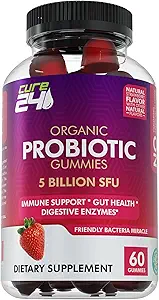 Gommies bio probiotiques 5 milliards d'UFC, Probiotiques Max Strength Supplément pour les femmes et les hommes avec goût naturel de fraise 60 Gommies