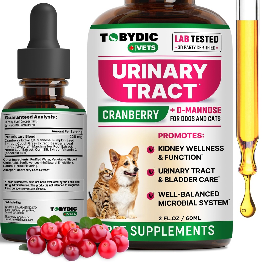 Cat & Hond Natuurlijke UTI Geneeskunde & Urinaire Tract Infectie Behandeling met Cranberry - Nier + Blaas Ondersteuning Supplement - Beste preventie voor urine incontinentie & Bladder Stenen - Pet Renal Health