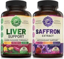 Lever Reiniging Detox Reparatie Formule en Pure Saffron Extract Bundle (Elke fles). Ondersteunt Lever Gezondheid, Energie Boost, Mood, Metabole Functie. USA Made.