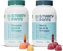 SmartyBants Prenatale en mannen Multivitamine Gummies Bundel: Omega 3 Visolie (EPA/DHA), Biotine, Methylfolaat, Vitamine D3, C, Vitamine B12, B6, A, K & Zink voor Immune Ondersteuning (30 dagen levering)