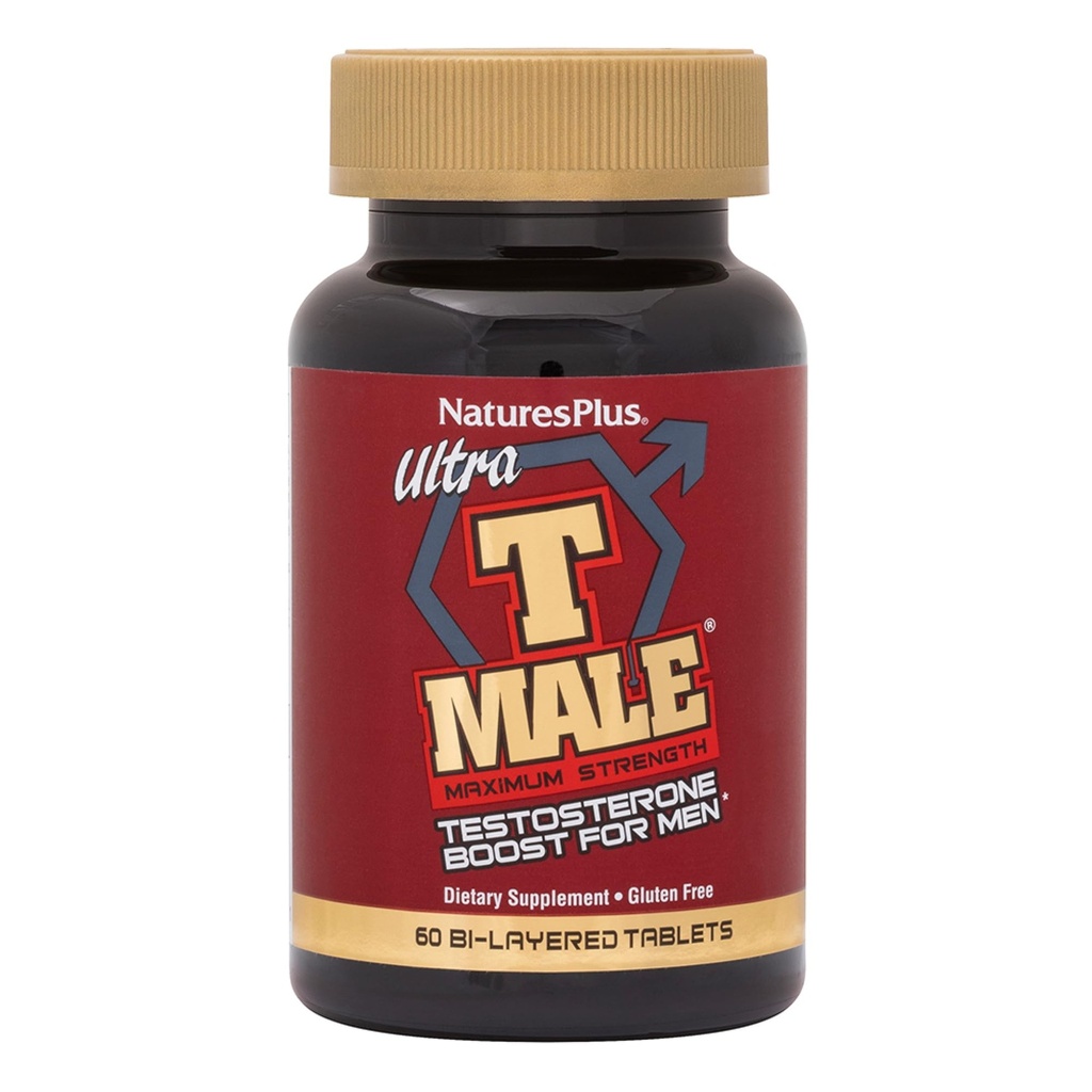 NaturesPlus Ultra T Homme, libération prolongée - 60 comprimés bicouches - soutient le gain musculaire - végétarien, sans gluten - 30 portions