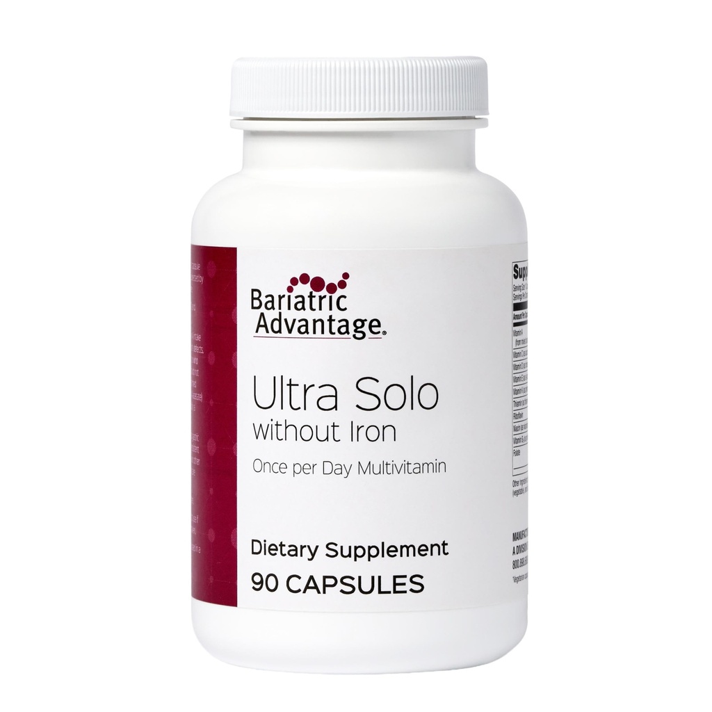 Bariatrische Voordeel Ultra Solo zonder ijzer - eenmaal daags Dagelijks Multivitamine - voor patiënten met bariatrische werking - met Thiamine, Vitamine A & meer - Glutenvrij - 90 capsules