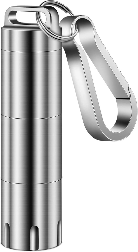 TISUR Titanium kleine pil houder sleutelhanger, draagbare pil geval waterdichte Pocket pil Box container houder te houden pillen, vitamines, visolie, supplementen