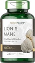 Lion's Mane 6000MG, bevordert geestelijke helderheid, focus en geheugen, paddo supplement, Unflavored, 240 Capsules