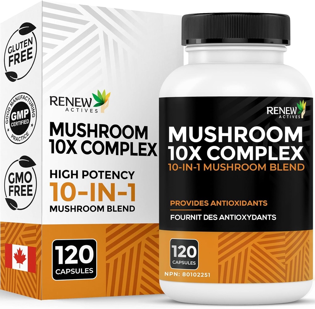 RENEW ACTIVES Paddestoel Complex 2 Capsules per portie 10 Paddestoel Blend with Antioxidants for Immune Health & Wellness 