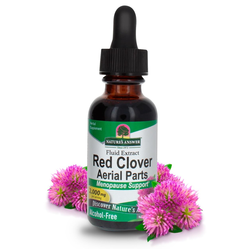 Nature's Antwoord Red Clover Extract 1 Ounce - Alcoholvrij, Vrouwen Wellness, Vrouwelijke Ondersteuning Supplement met Dagelijkse Sevrings Extract, Kosjer, Glutenvrij, Made in USA