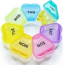 MOLN HYMY Large Weekly Pill Box 7 Day, Pill Case Organizer 1 fois par jour, Pill Container Floral une fois par jour, Pretty Medicine Dispenser for Vitamin/Pish Oil/Medication/Supplements