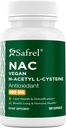 Safrel N-Acetyl-L-Cysteine (NAC) Capsules, 600mg, 180 Tellen, Ademhalingsstelsel, Immuun, Lever Gezondheid Krachtige antioxidant Ondersteuning, Free-radicals, Makkelijk te absorberen, Non-GMO, Glutenvrij
