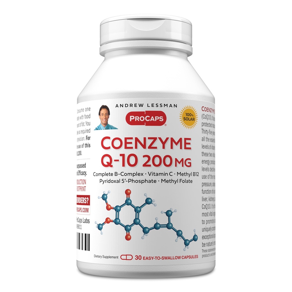 ANDREW LESSMAN Coenzyme Q-10 200 mg 30 Capsules - Essentiel pour la production d'énergie et la fonction de l'organe clé optimum, support anti-oxydant, appauvri par le vieillissement, plus complexe B. Capsules faciles à avaler