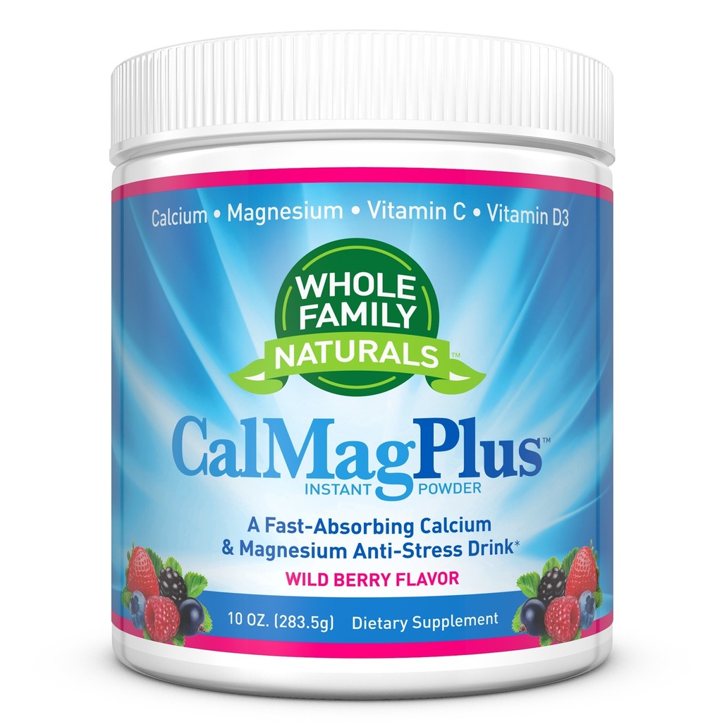 Calcium Magnesium Powder Supplement - CalMag Plus met vitamine C & D3 - Glutenvrij, niet GGO, Wild Berry smaak - Natuurlijke Kalmte & Stress Relief Cal Mag Drink - Natuurlijke Kalm Calcium & Magnesium Poeder