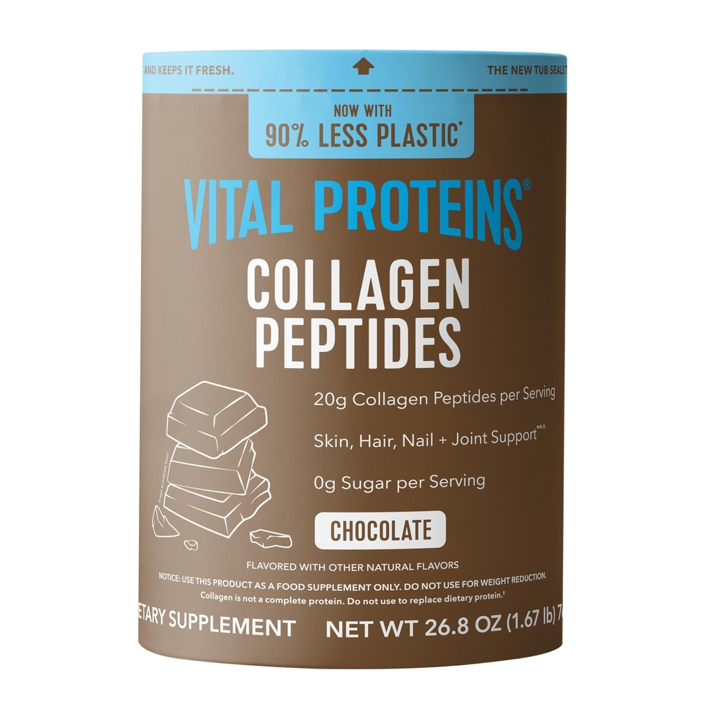 Vitale eiwitten Collageen Peptides Powder Supplement, Gehydrolyseerde collageen voor huid, haar, nagels & gewrichten, chocolade, 28 porties