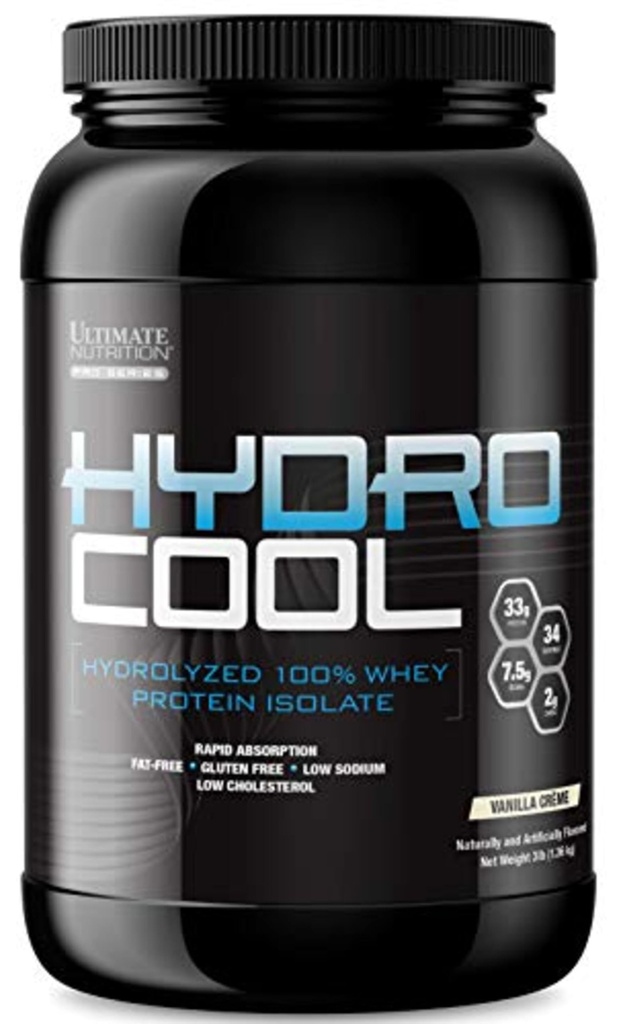 Ultimate Nutrition HydroCool Gehydrolyseerd Wei Proteïne Isolaat Poeder zonder opgeblazen gevoel - Vet en glutenvrij, snelle absorptie, 33 Gram Proteïne, Vanille, 3 Ponden