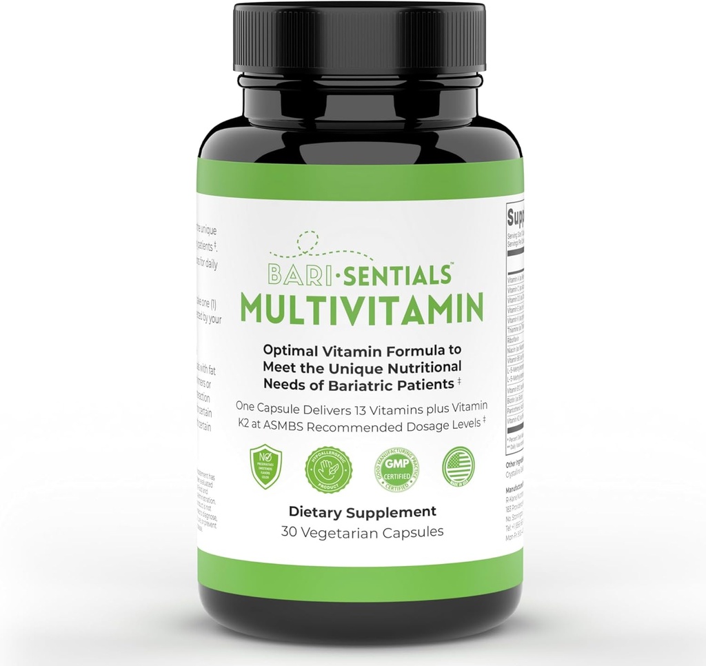 R-Kane Barisentials Bariatrische Multivitaminen Supplement- Post Bariatrische Ondersteuning voor Gastrische Bypass, Sleeve Gastroectomie, DS- Essentiële Dagelijkse Voeding- 30 Vegetarische Capsules