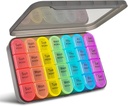 Greencycle Weekly Pill Organizer, 7 Dag / 4 keer Een dag Grote pil gevallen Vocht-Proof Pill Box AM PM Medicine Organisator om Vitaminen Visolie Compartments Supplementen (Rainbow)