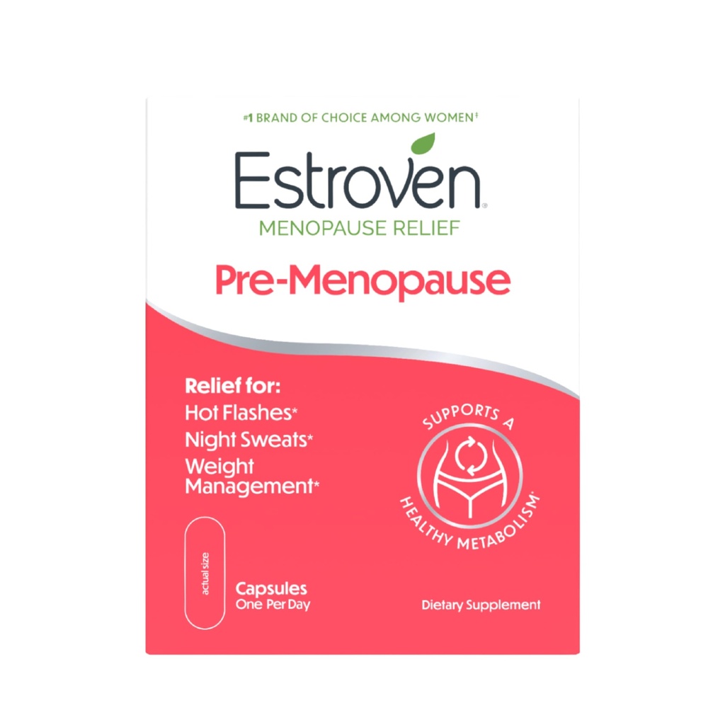 Estroven Pre-Menopauze Relief, 30 Ct., klinisch bewezen Ingrediënten, Biedt Menopauze Relief plus Night Sweats & Hot Flash Relief, Drug-Free of Estrogen Free