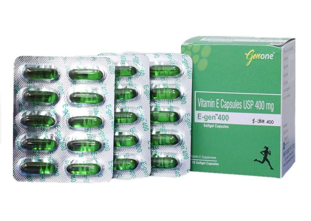 gène E-Gen 400 Vitamine E Capsule pour la nutrition du visage, de la peau et des cheveux (30 capsules)