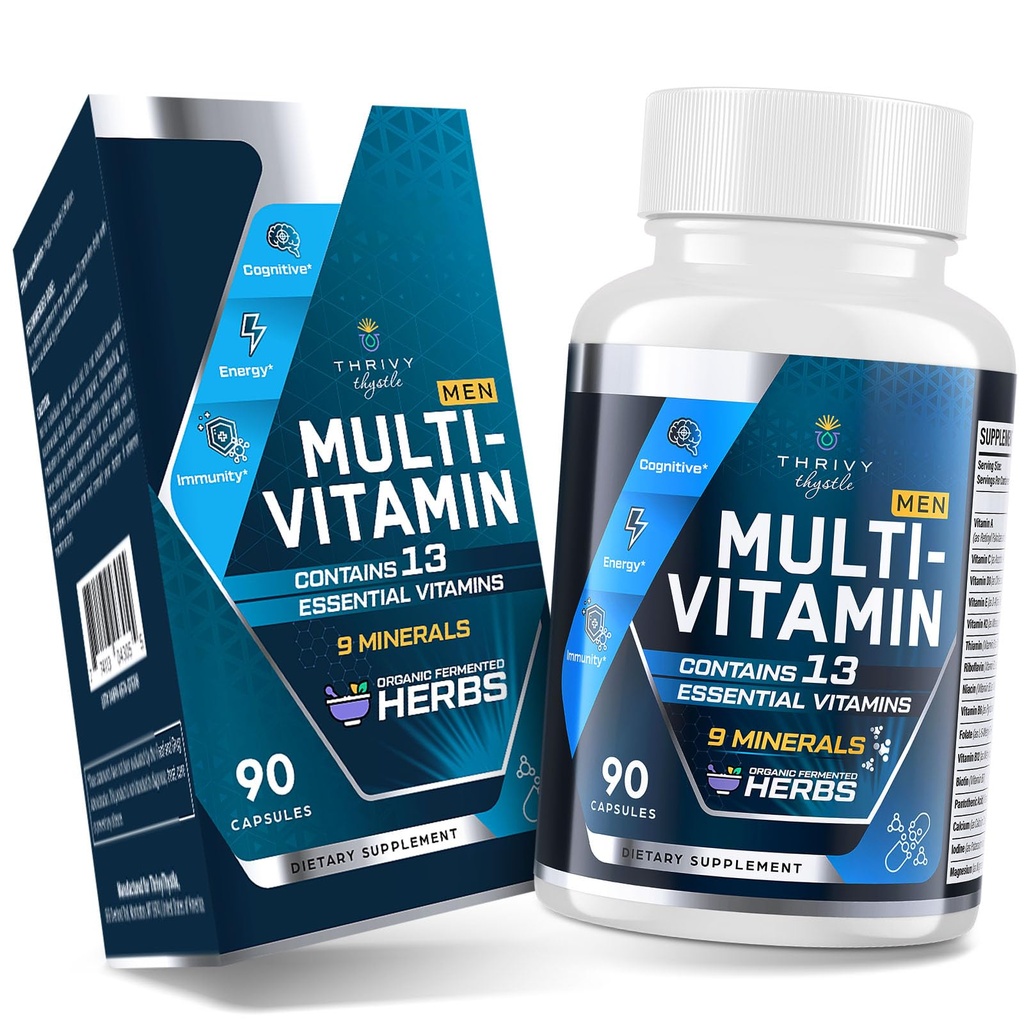 Mannen Multivitaminen 50 Plus - Dagelijkse Multivitamine voor mannen met gefermenteerde kruidenextracten & 43 Vitaminen en mineralen - Heren Vitaminen Ondersteunt Geheugen & Hersenen, Energie, Bot Gezondheid