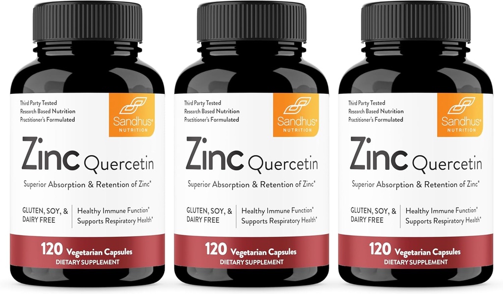 Sandhu's Zink Quercetine 120 Vegetarische Capsules (verpakking van 3) 