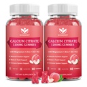 Calcium citraat 1200mg Gummies met vitamine D3, K2 - Kauwbaar Calcium Magnesium Zink d3 Supplement met Sea Moss Extract voor bot, tanden, Immune Ondersteuning voor vrouwen & mannen, Peach Flavor-60 Gummies(2Pack)