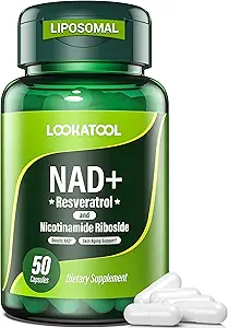 NAD+ Resveratrol Supplement, Liposomale Resveratrol, Quercetin NR Supplement voor anti-aging, focus, energie, 60 capsules
