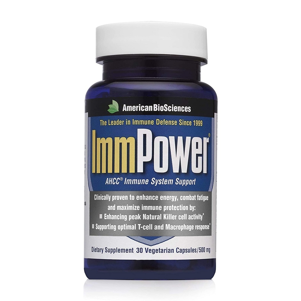 American BioSciences ImmPower AHCC Supplement, Vegetarian Capsules, Enhanced Immune Support, Natural Killer Cell Activity and Cytokine Production, 500 milligram per capsule (30 telling)