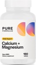 PureFormulas Calcium + Magnesium - Glutenvrije supplement ondersteunt botgezondheid en algehele wellness met Magnesium Calcium Vitamine C Vitamine D & Boron, Allergenen Vriendelijke niet-GMO 180 tabletten